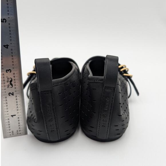 Rag & Bone Spire Perforated Mary Jane Flat Women's Black Leather Size US8.5 EU39 - Picture 4 of 13